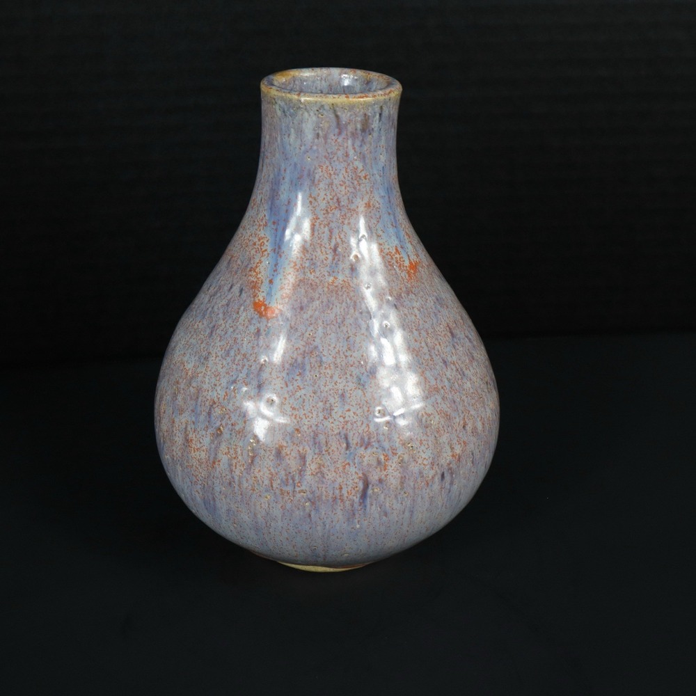 Art‎ Pottery Blue Orange Drip Glaze Vibrant Vase Signed By Artist